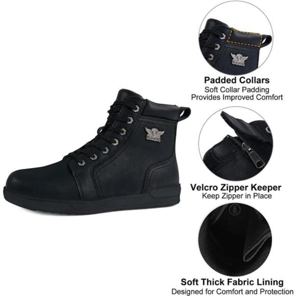 Men\'s  Breathable Biker Boots Faux Leather Lace Up Shoes with Ankle Support main image 6